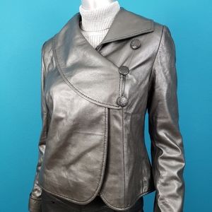 🌠 KUZU Mod Pewter Metallic Leather Jacket // (GENUINE LEATHER)